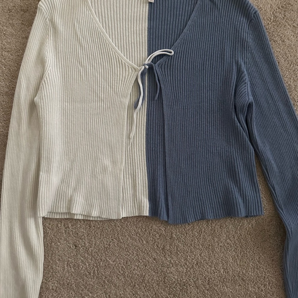 Two-Tone Ribbed Knit Top